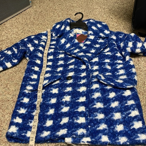 Active USA double breasted boucle print fluffy coat - Picture 7 of 10